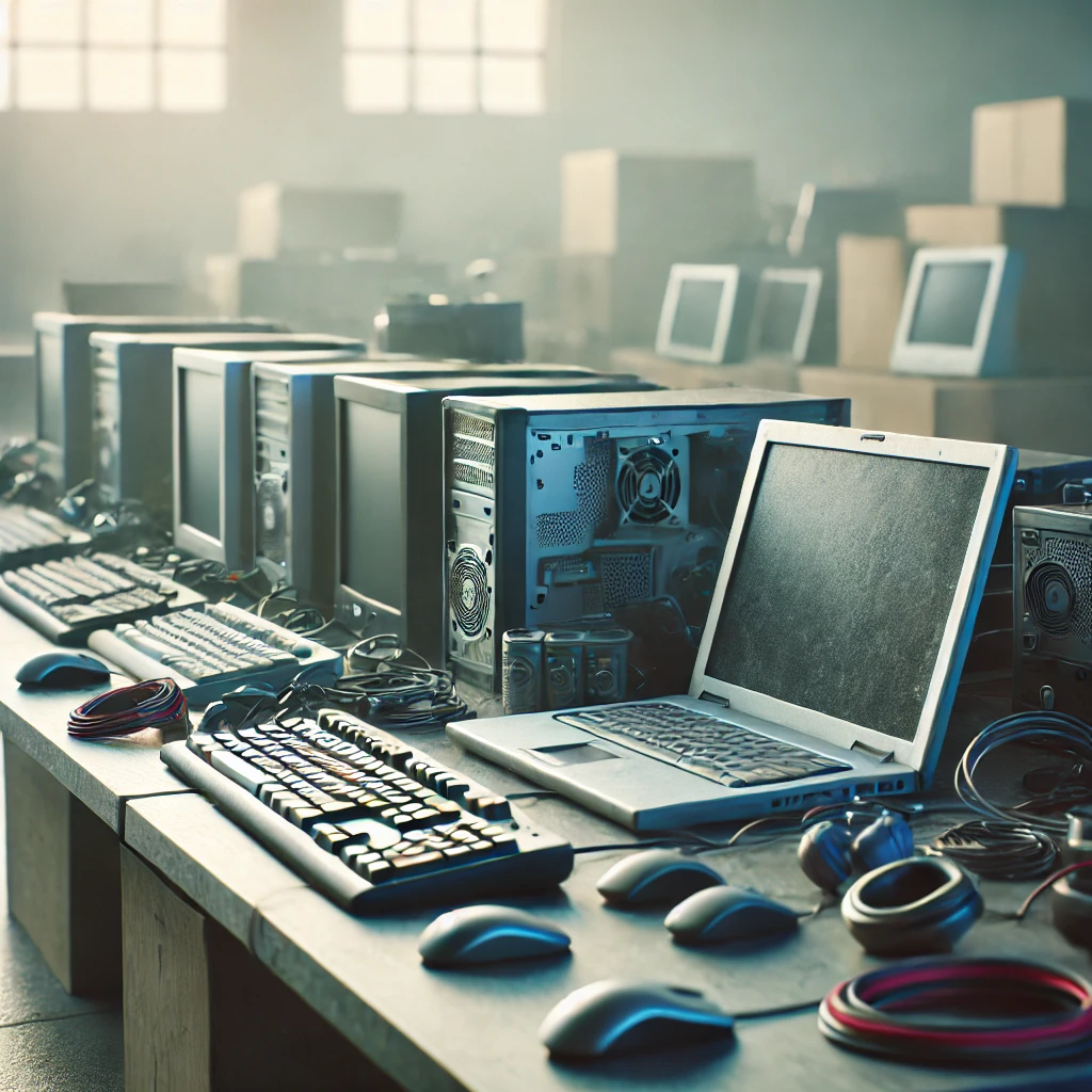 Used technology assets ready for IT asset disposition.