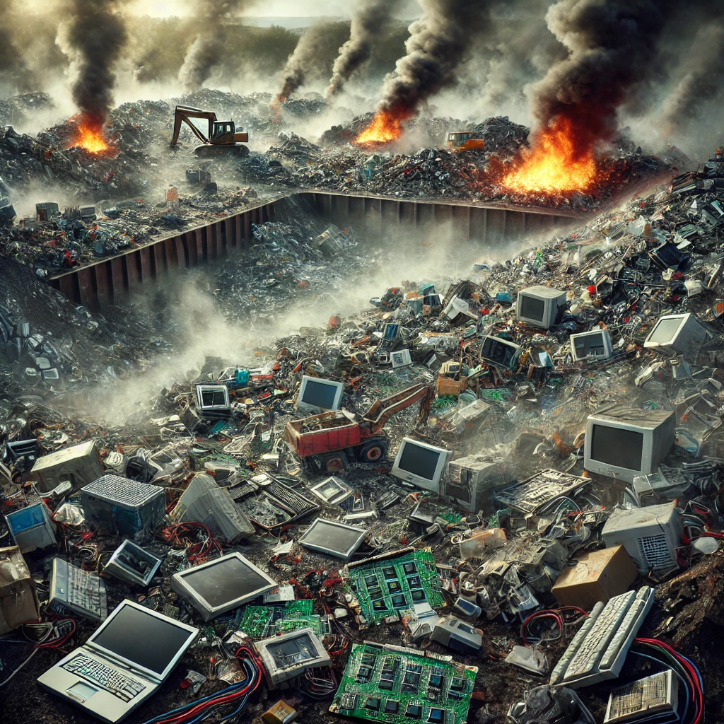 Landfilling and incinerating e-waste causes serious environmental harm through air, soil, and water pollution and positive carbon emissions.
