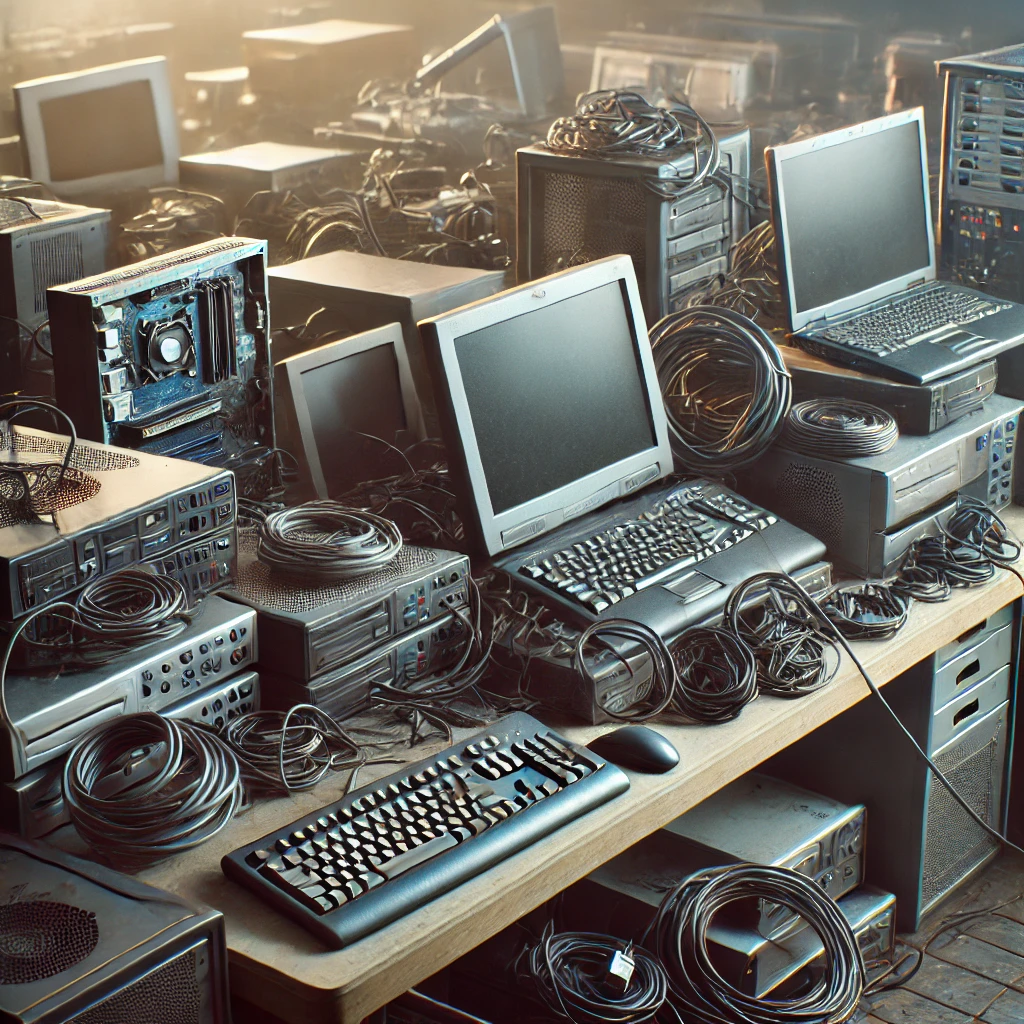 An image depicting old technology destined for IT asset dispositon.